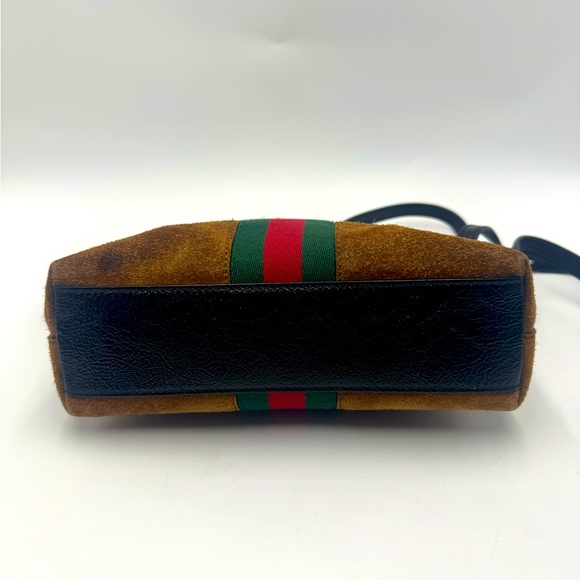 Auth Gucci Ophidia Dome Half Moon Web Cognac Brown Suede Small Crossbody Bag Ex+ - Picture 5 of 16